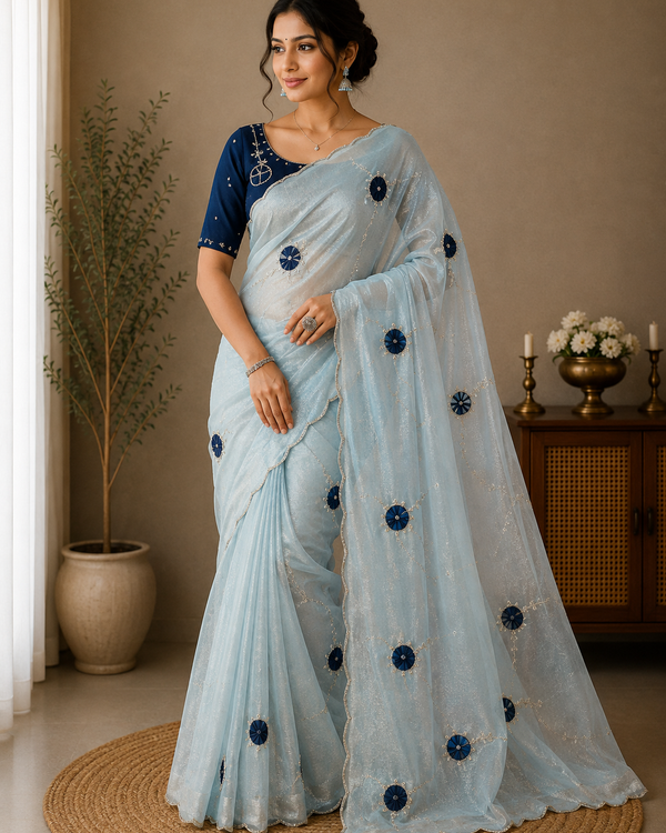 Naarira Dull Moss Designer Sarees - alternate view