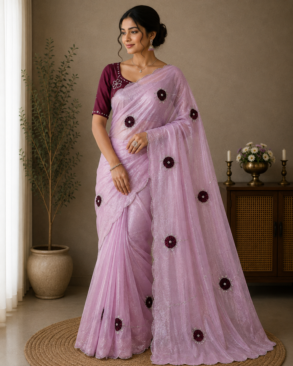 Naarira Dull Moss Designer Sarees