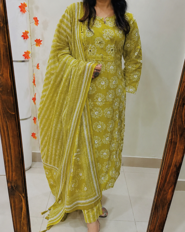 Naarira Sunflower Mirror Cotton Designer Kurtis - alternate view