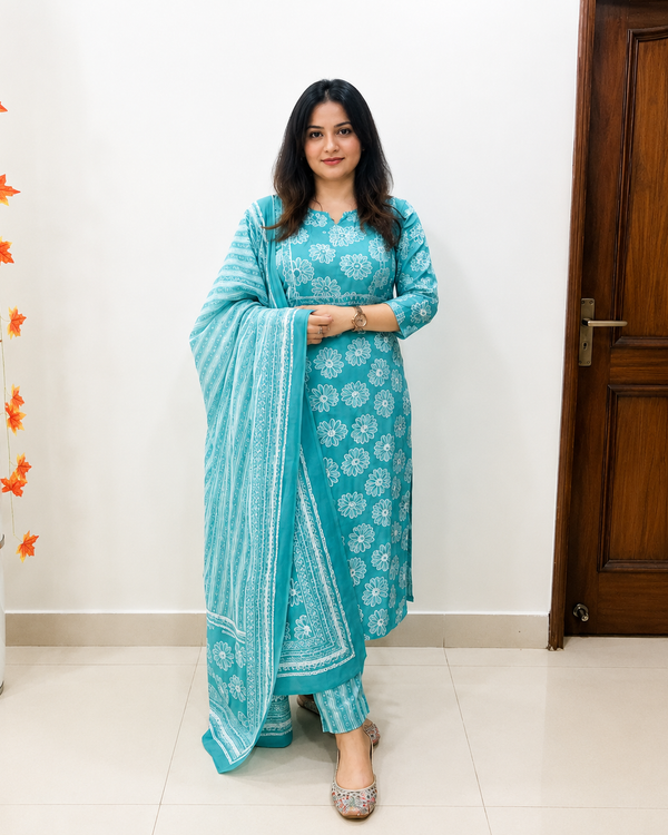 Naarira Sunflower Mirror Cotton Designer Kurtis