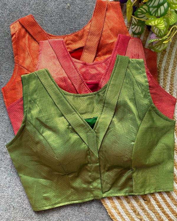 Naarira Jacquard V-Neck Blouses - alternate view