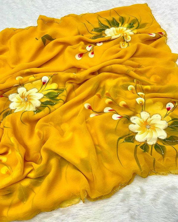 Naarira PURE Schiffli Hand Work Sarees