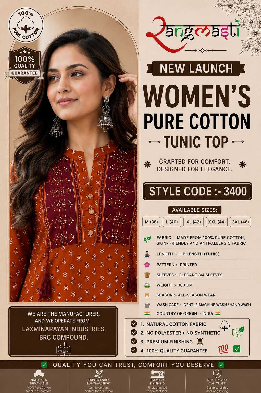 Naarira KESH121 SEA Cotton Cotton Kurtis