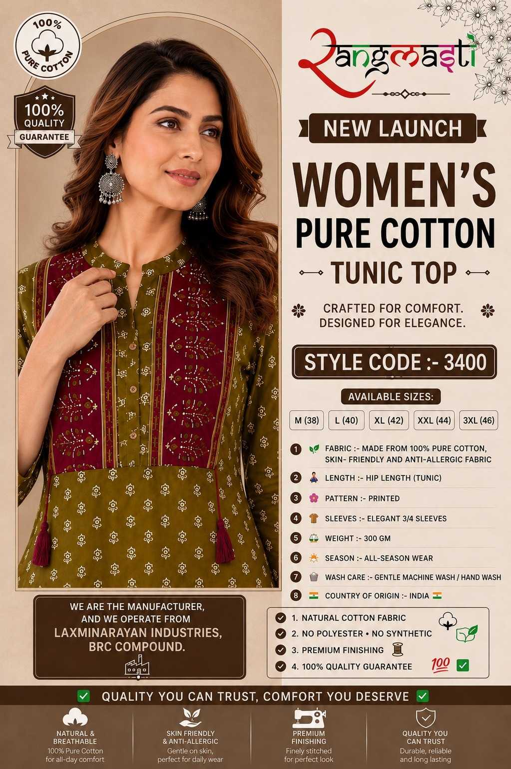 Naarira KESH121 SEA Cotton Cotton Kurtis