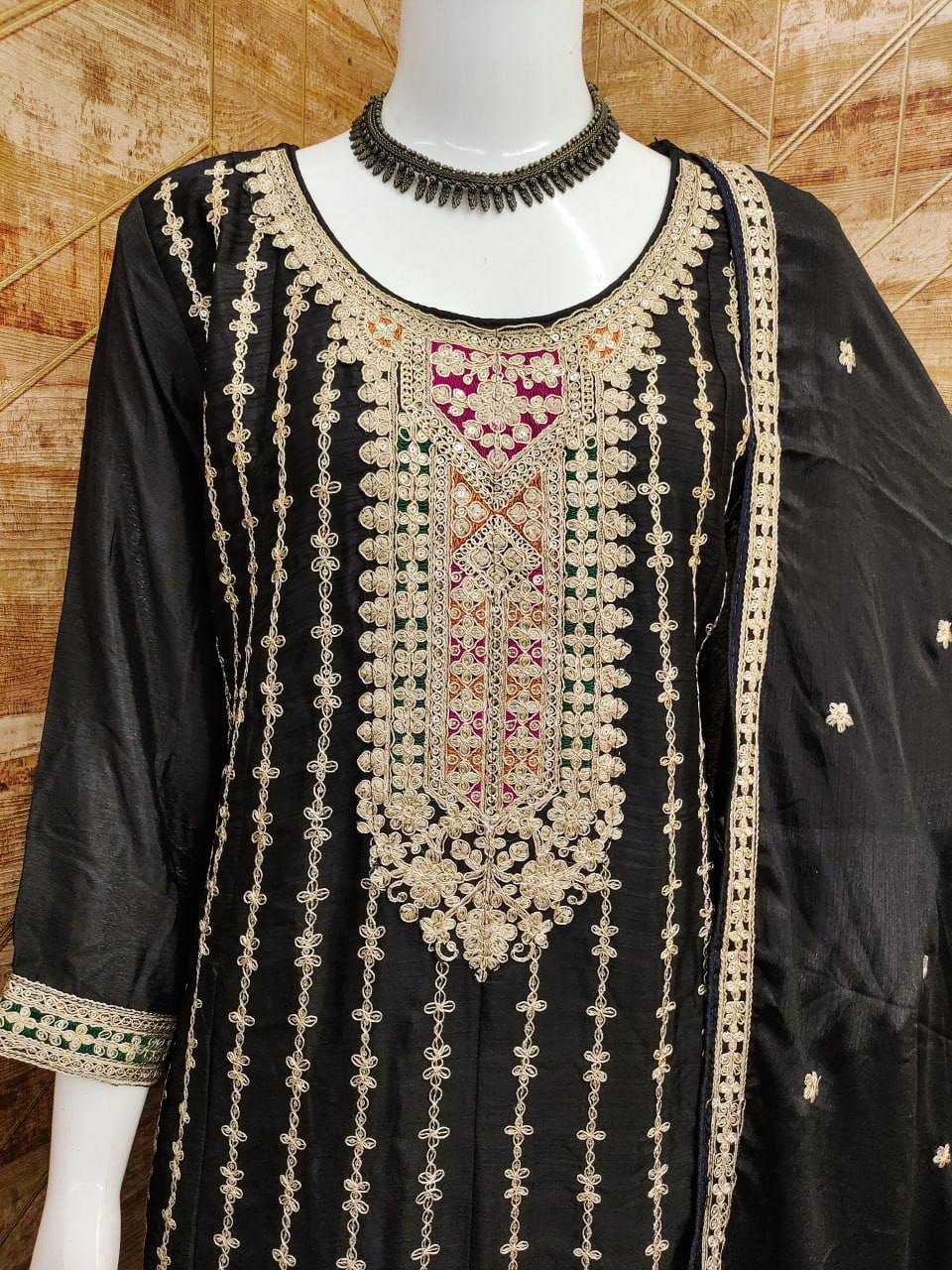 Naarira Chinon Embroidery Suit