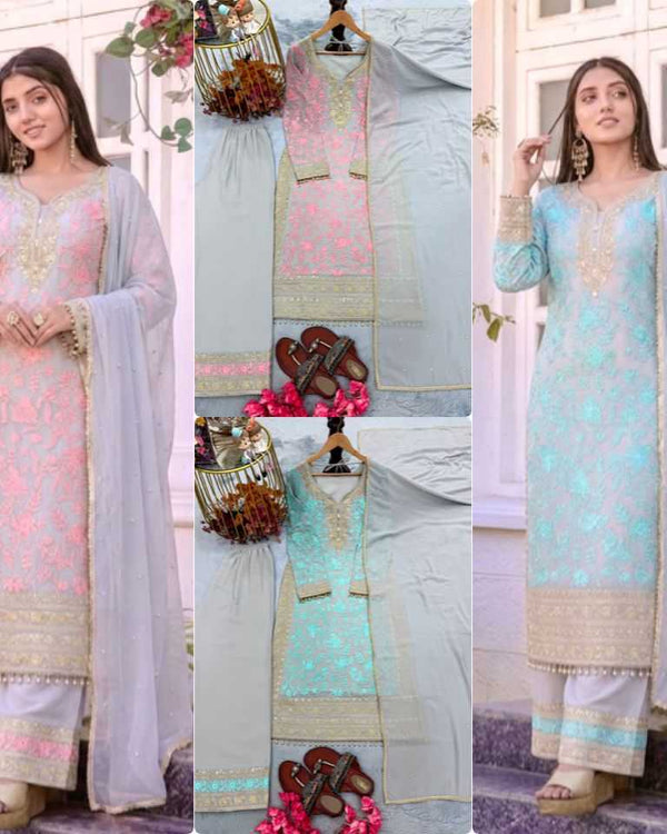 Naarira Faux Georgette Cotton Suits - alternate view