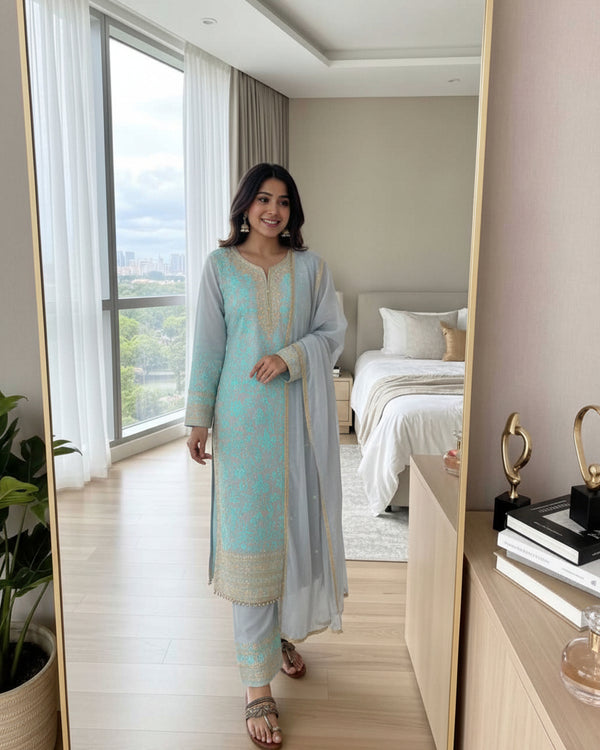Naarira Faux Georgette Cotton Suits