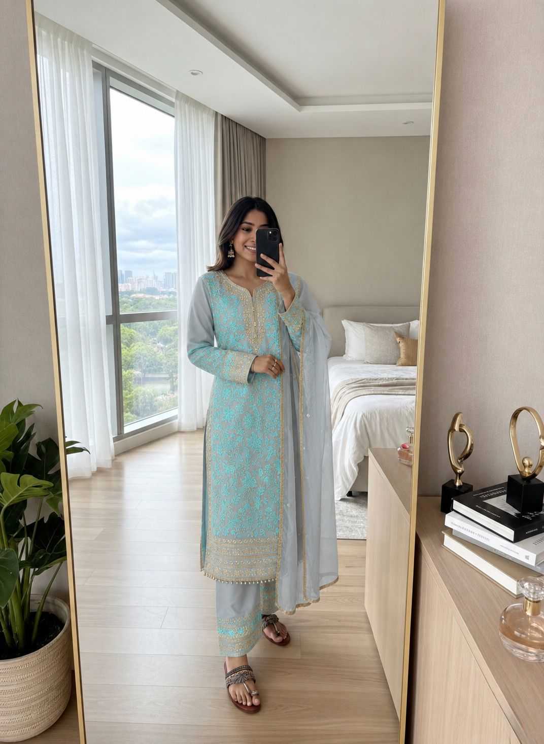 Naarira Faux Georgette Cotton Suits