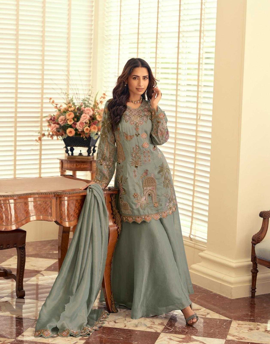 Naarira Shimmer silk Embroidery Suits