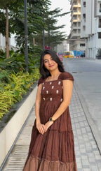 Naarira Pure Mull Mull Cotton Maggam Work Gown