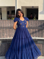 Naarira Pure Mull Mull Cotton Maggam Work Gown
