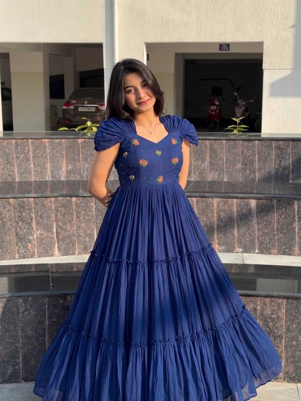 Naarira Pure Mull Mull Cotton Maggam Work Gown