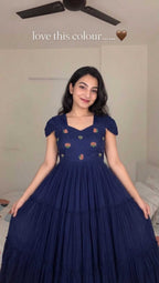 Naarira Pure Mull Mull Cotton Maggam Work Gown