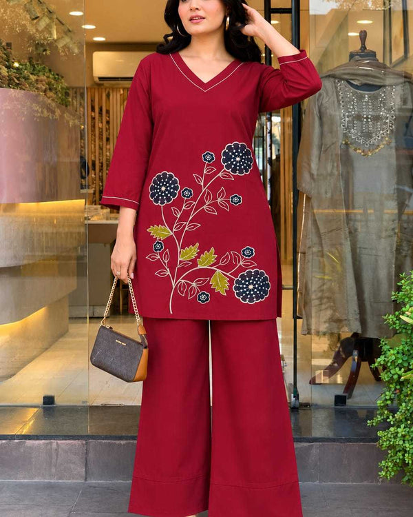 Naarira Jivanshi Pure Dobhi Cotton Embroidered Co-ord Set - alternate view
