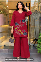 Naarira Jivanshi Pure Dobhi Cotton Embroidered Co-ord Set