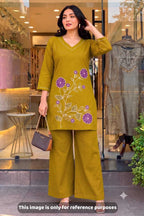 Naarira Jivanshi Pure Dobhi Cotton Embroidered Co-ord Set