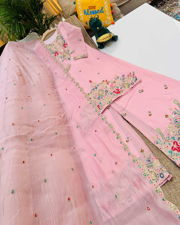 Naarira Chanderi Cotton Sharara Salwar Suit - alternate view