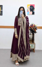 Naarira Faux Georgette Embroidery Gowns