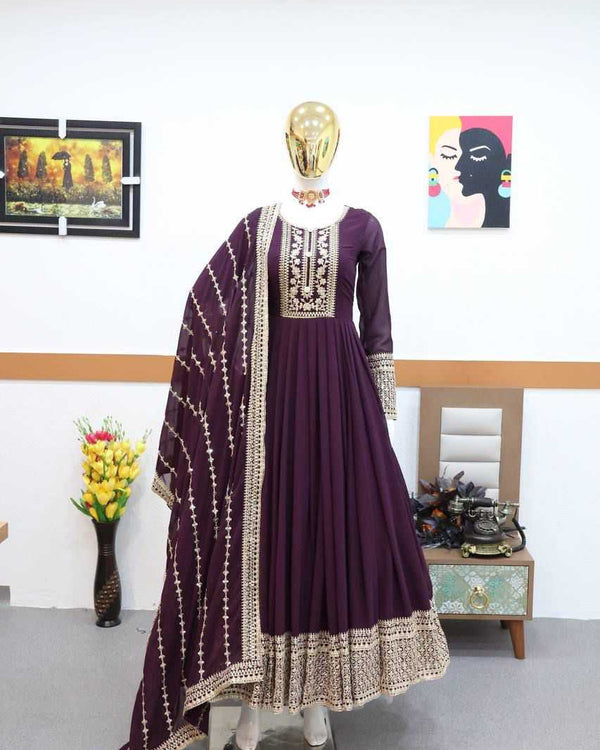 Naarira Faux Georgette Embroidery Gowns - alternate view