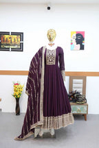 Naarira Faux Georgette Embroidery Gowns
