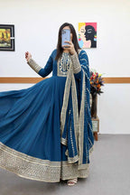 Naarira Faux Georgette Embroidery Gowns