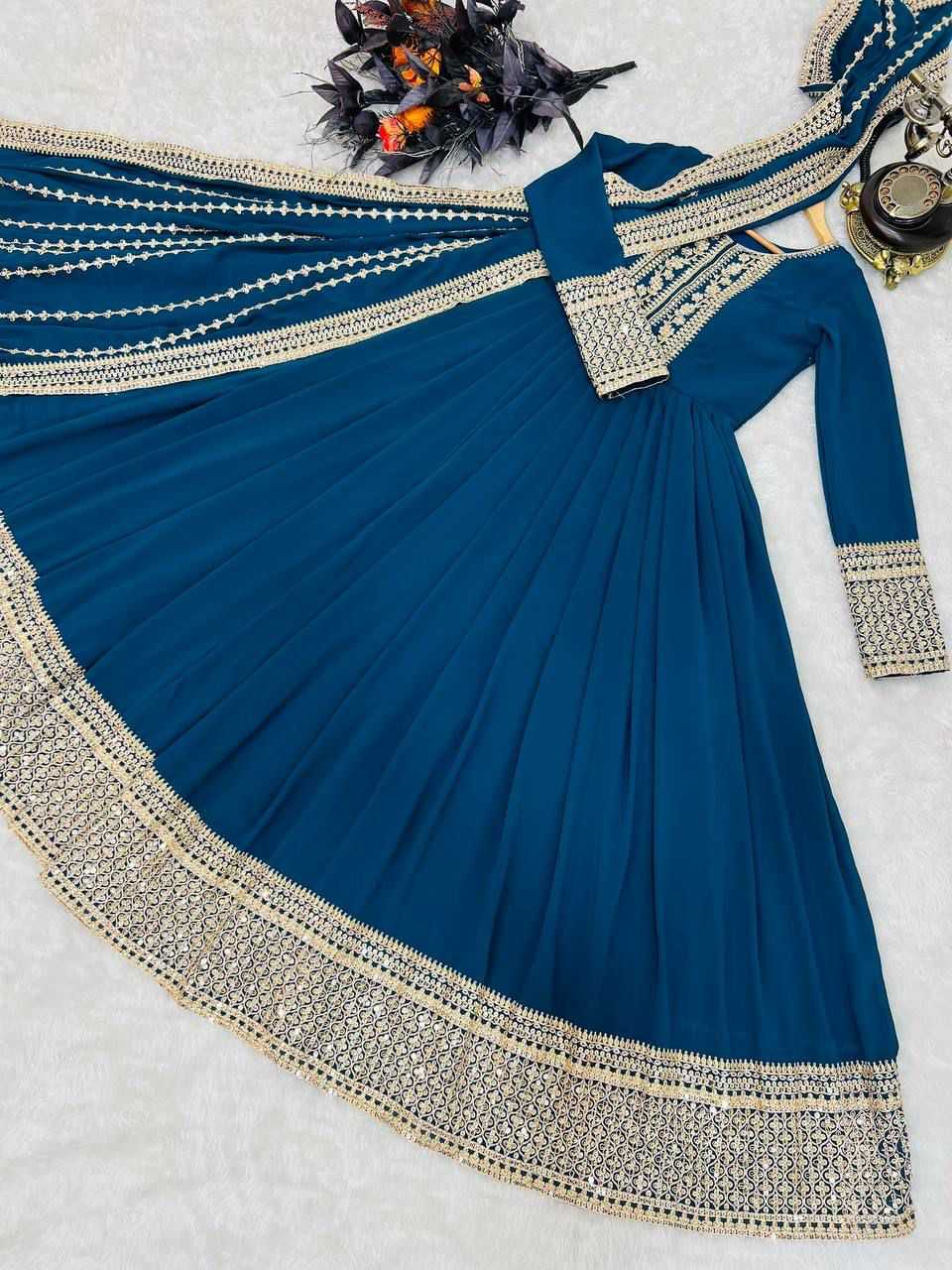 Naarira Faux Georgette Embroidery Gowns
