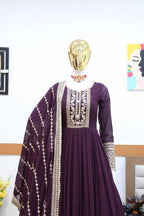 Naarira Faux Georgette Embroidery Gowns