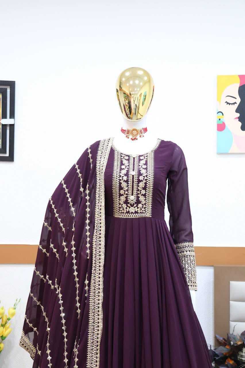 Naarira Faux Georgette Embroidery Gowns