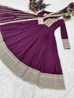 Naarira Faux Georgette Embroidery Gowns