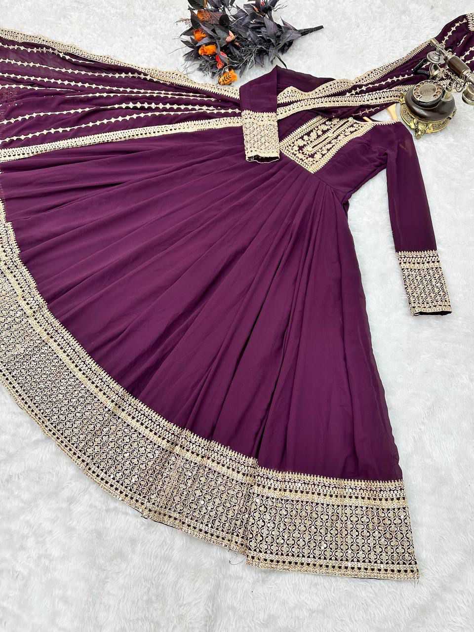 Naarira Faux Georgette Embroidery Gowns