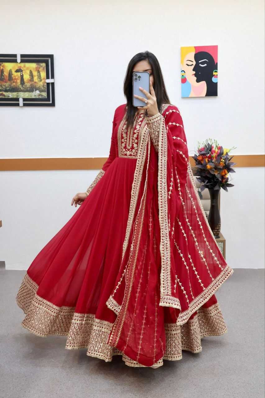 Naarira Faux Georgette Embroidery Gowns