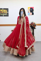 Naarira Faux Georgette Embroidery Gowns