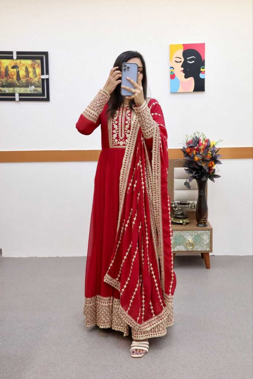 Naarira Faux Georgette Embroidery Gowns