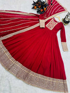 Naarira Faux Georgette Embroidery Gowns