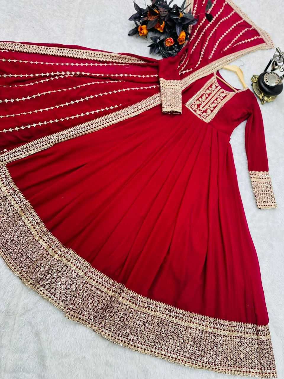 Naarira Faux Georgette Embroidery Gowns