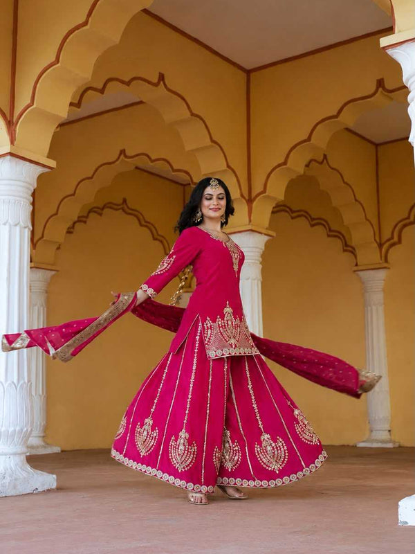 Naarira Chinon Silk Party Wear sharara