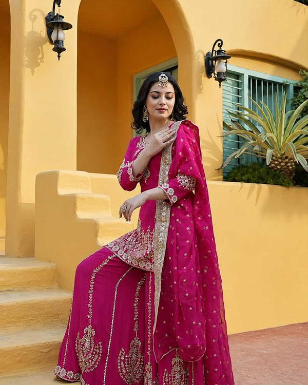 Naarira Chinon Silk Party Wear sharara - alternate view
