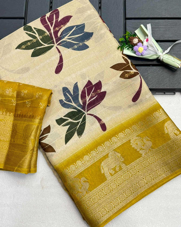 Naarira Akruthi Soft Dola Printed Sarees