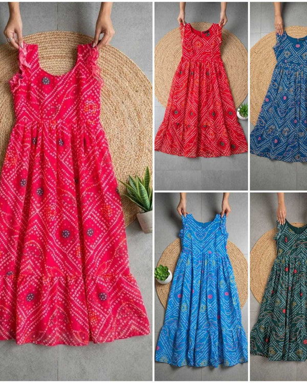 Naarira Bandhani Alfino Chiffon Fancy Gown