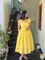 Naarira Bella Maska Cotton Floral Embroidered Gown