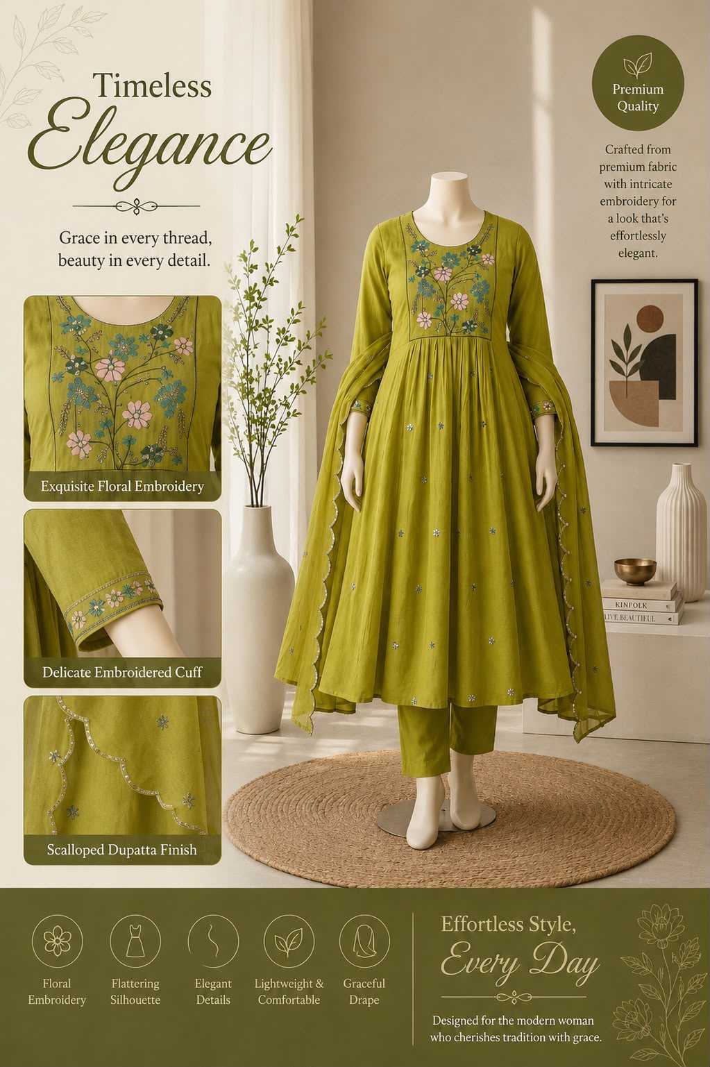 Naarira DRISHTI Chanderi Cotton Festive Kurti