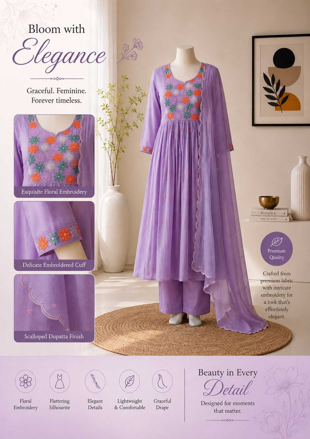 Naarira DRISHTI Chanderi Cotton Festive Kurti