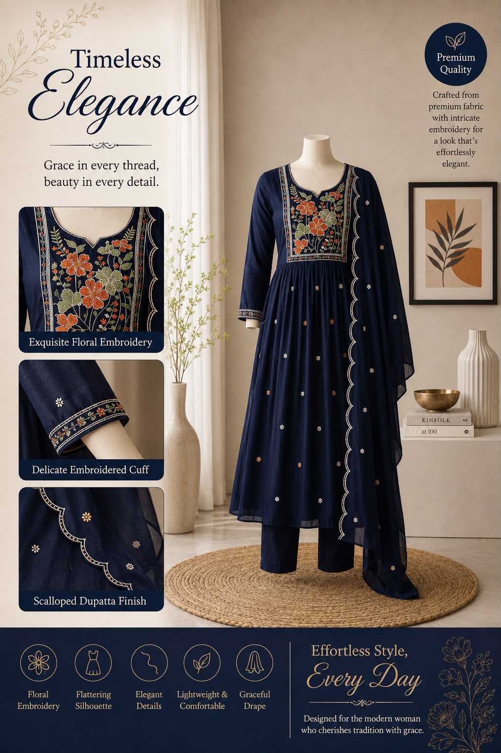 Naarira DRISHTI Chanderi Cotton Festive Kurti
