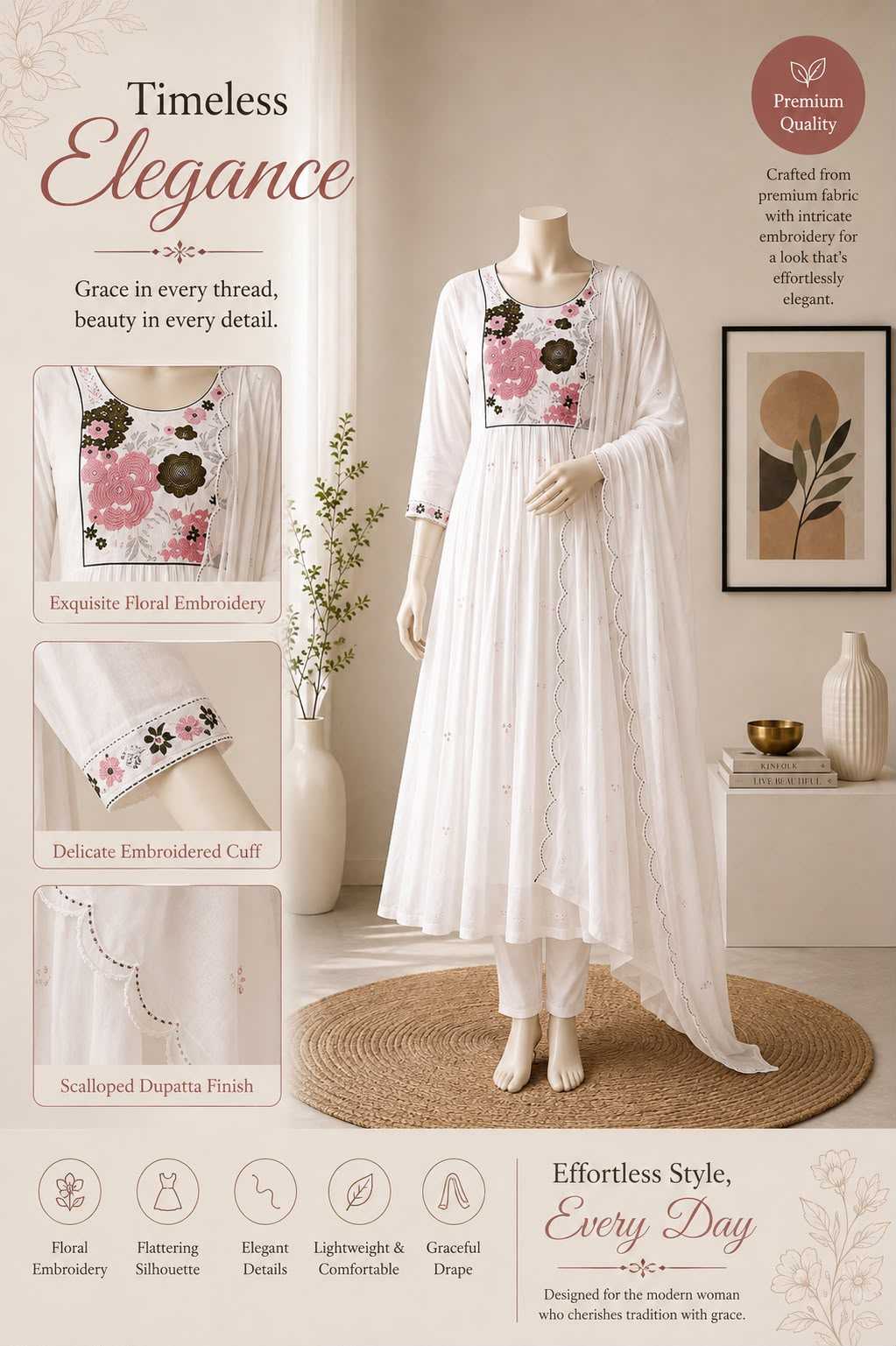 Naarira DRISHTI Chanderi Cotton Festive Kurti