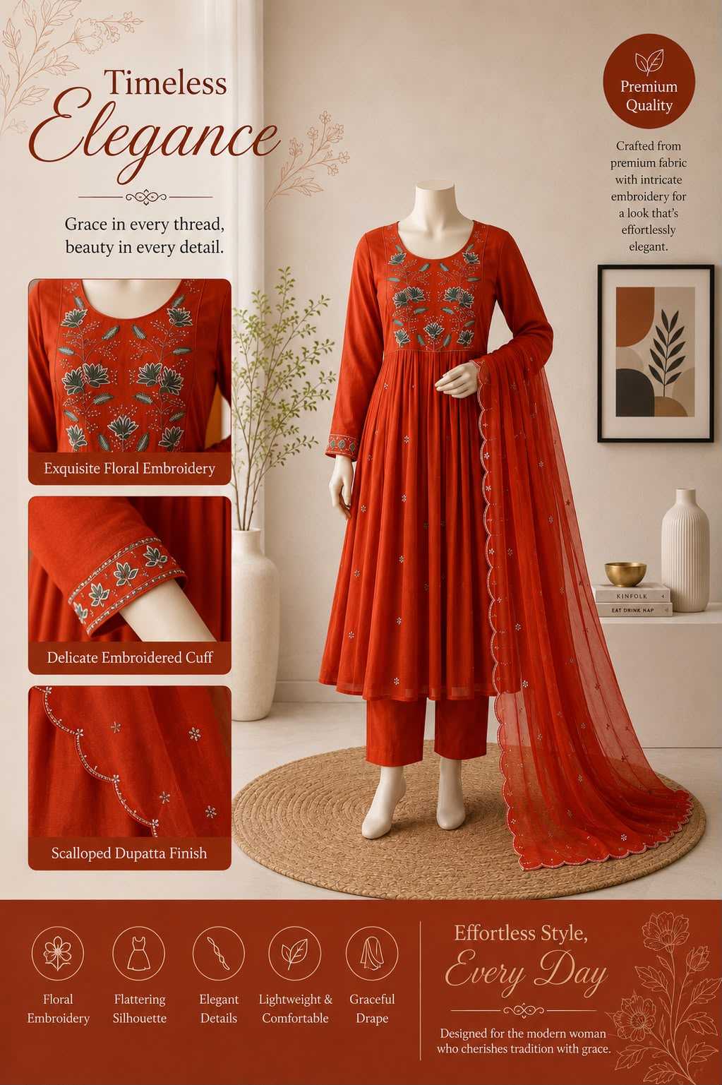 Naarira DRISHTI Chanderi Cotton Festive Kurti