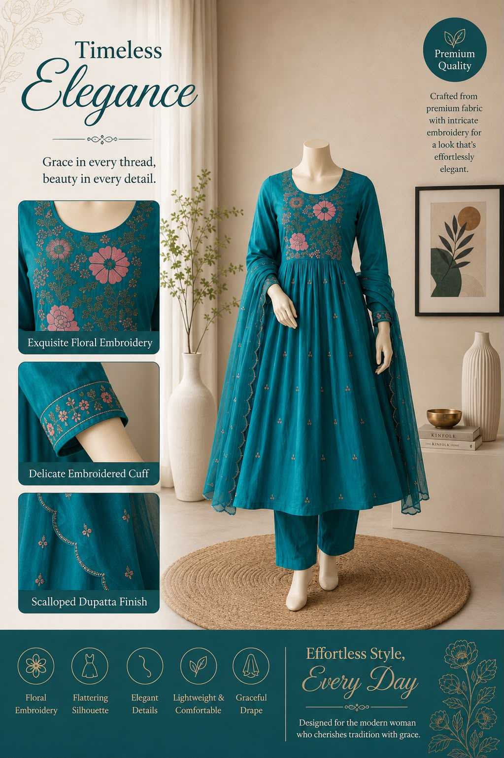 Naarira DRISHTI Chanderi Cotton Festive Kurti