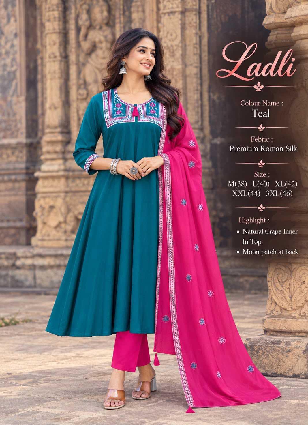 Naarira KESH210 LADLI Heavy Roman Silk Designer Kurtis