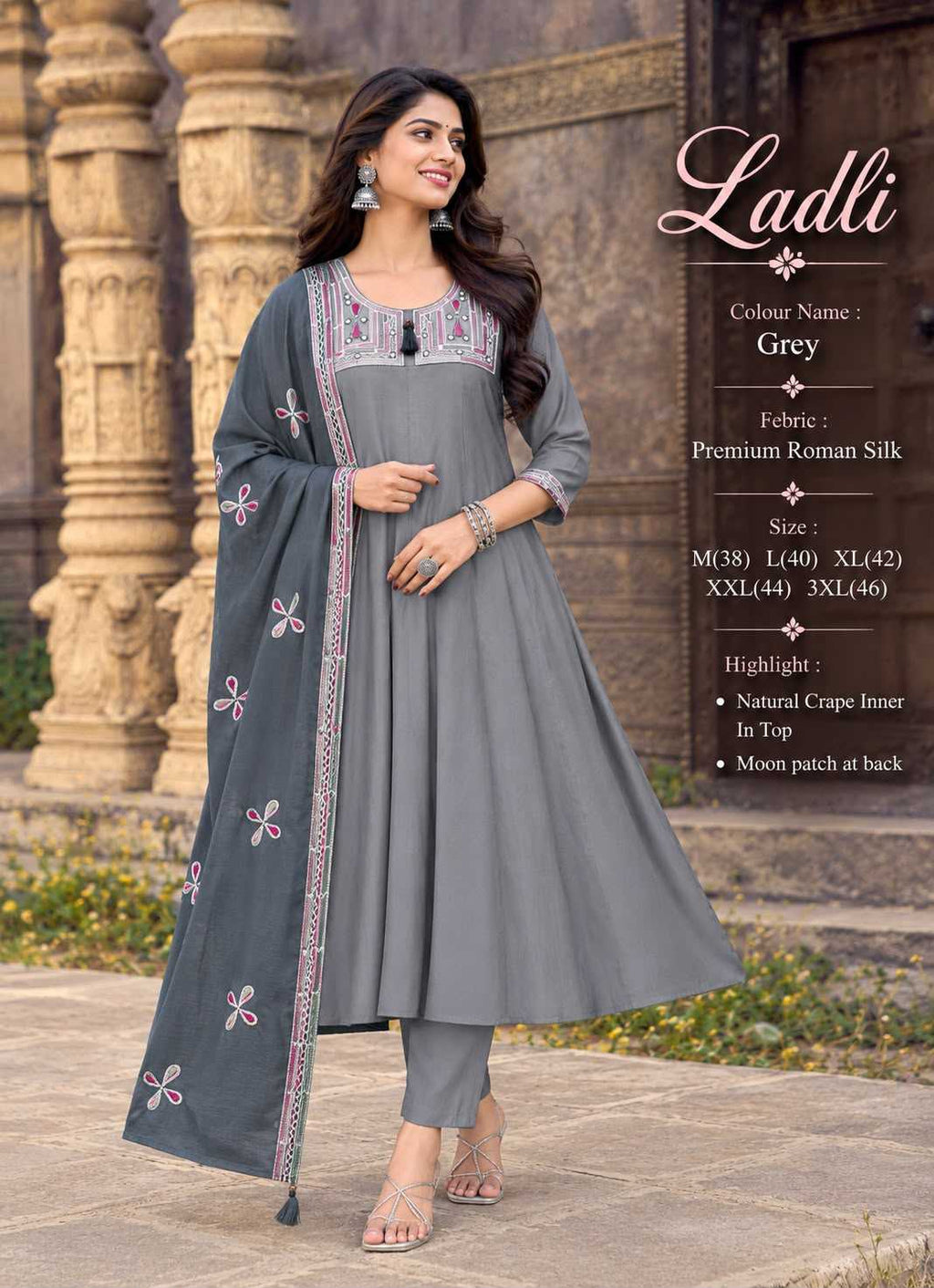 Naarira KESH210 LADLI Heavy Roman Silk Designer Kurtis