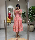 Naarira Onion Pink Chanderi Cotton Embroidered Gown