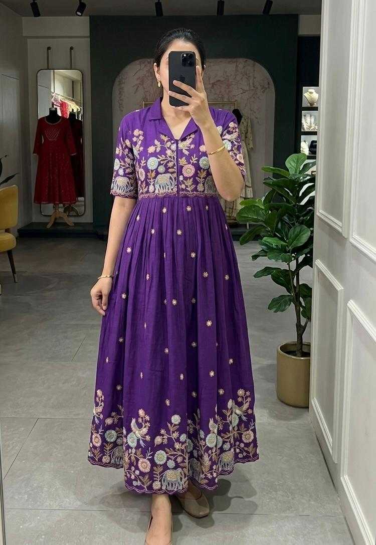 Naarira Shrug Style Vichitra Silk Embroidered Gown